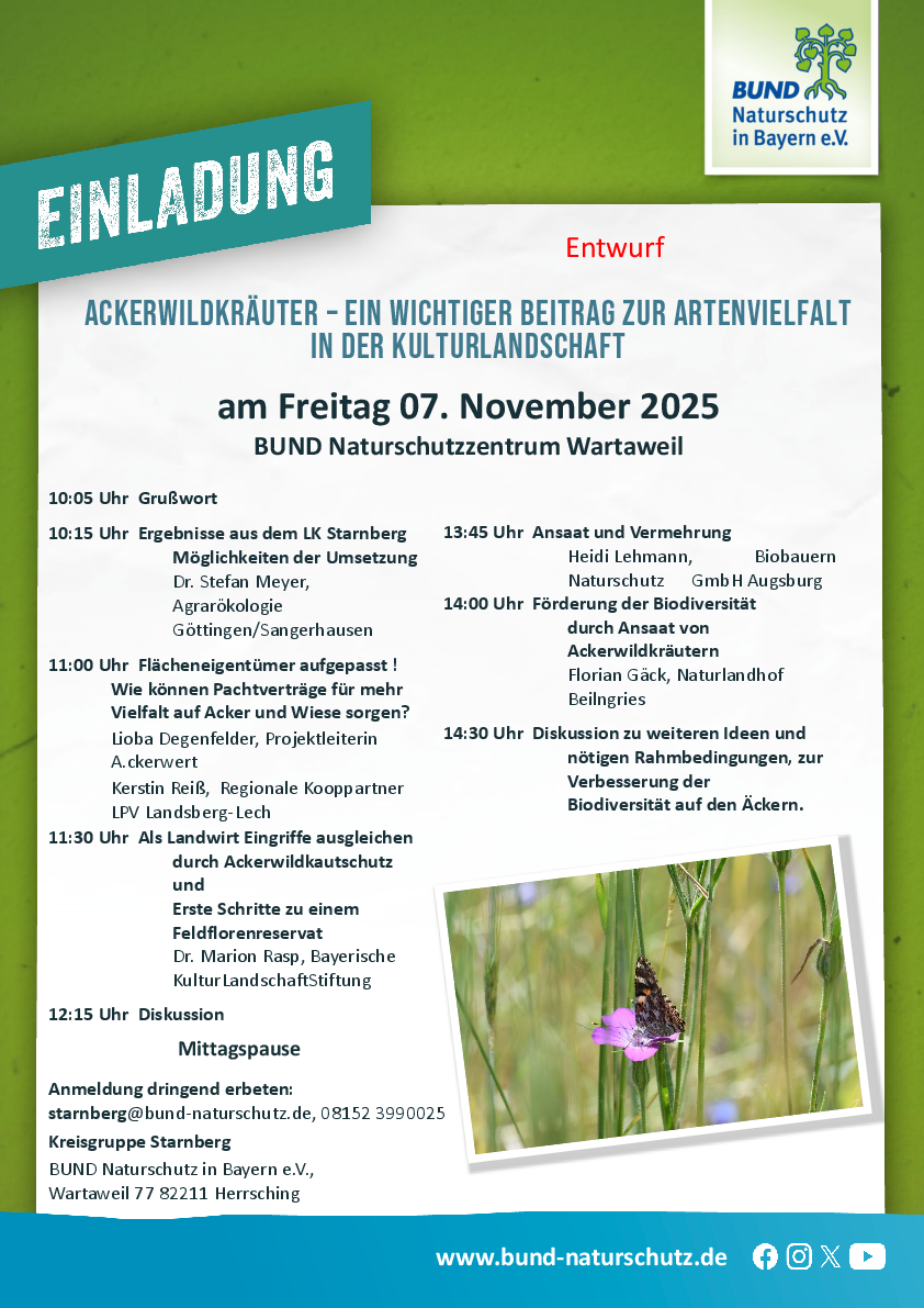 Einladung zum Ackerwildkrauttag 7.11.2025 in Wartaweil
